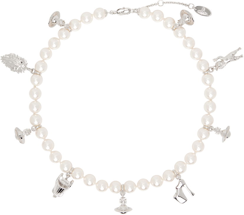 Halsband Vivienne Westwood Pearl Necklace with Charms Metallisk | 63010131-02P103-
