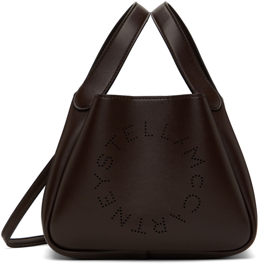 Tygpåse Stella McCartney Stella McCartney Logo Crossbody Double Handle Bag Brun | 7B0081W8542