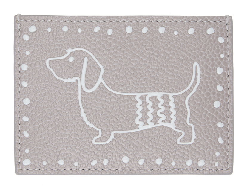 Plånbok Thom Browne Pebbled Leather Card Holder Grå | UAW062A-00198