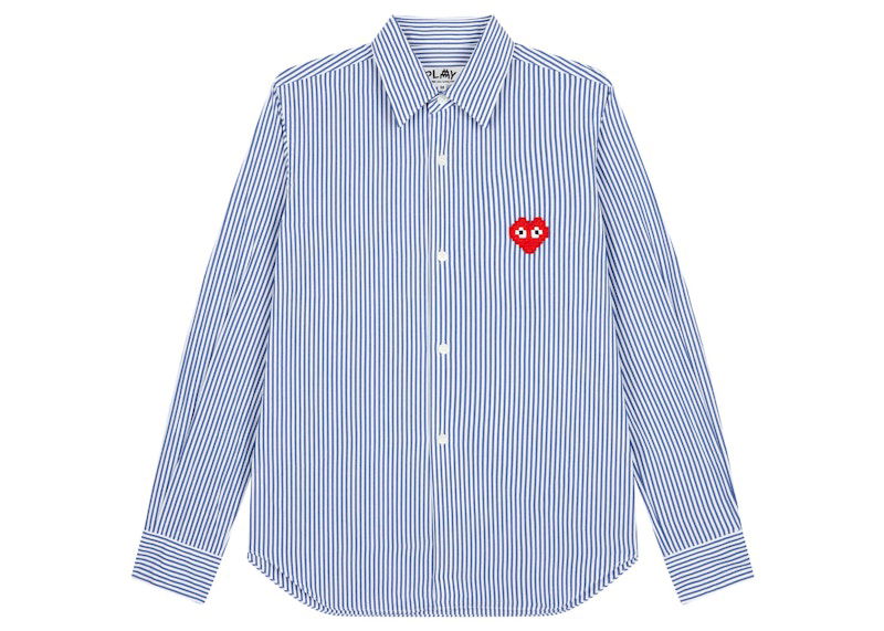 Skjorta Comme des Garçons Play Invader Broad Stripe Shirt Blå | AZ-B023-051