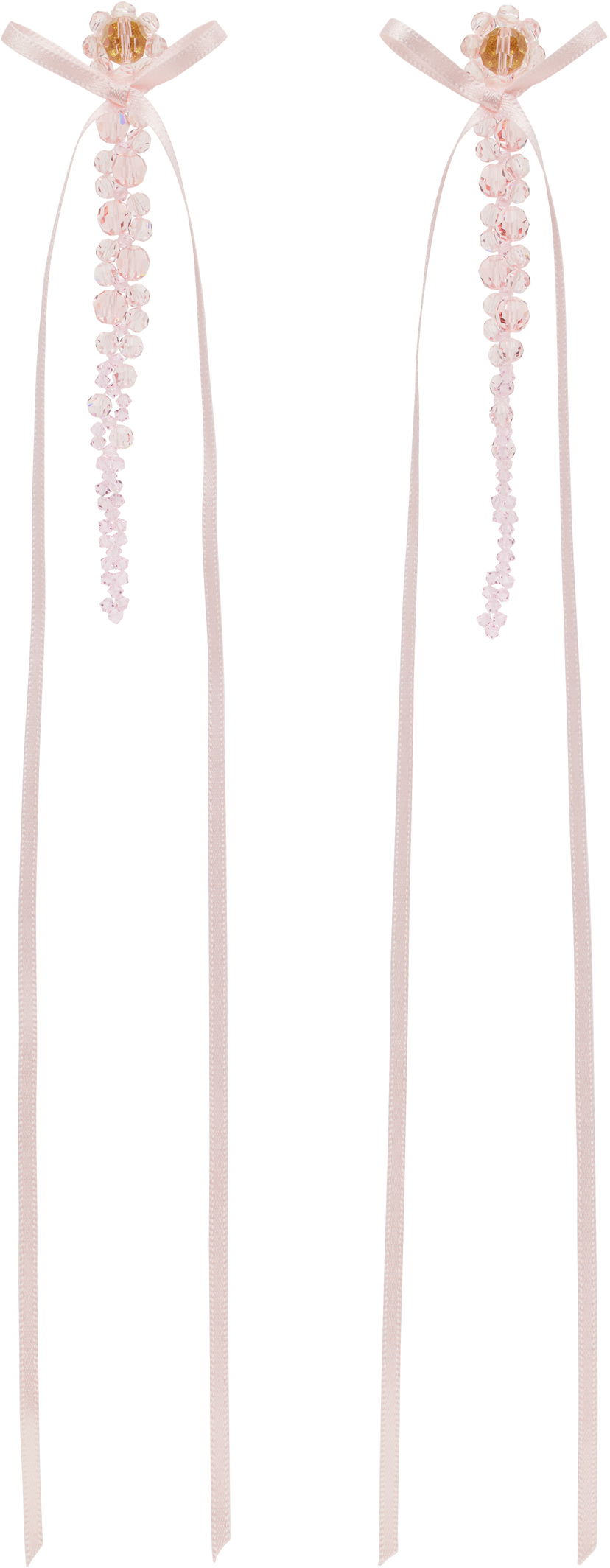 Örhängen Simone Rocha Simone Rocha Bow Ribbon Drip Earrings Rosa | ERG410S 0903