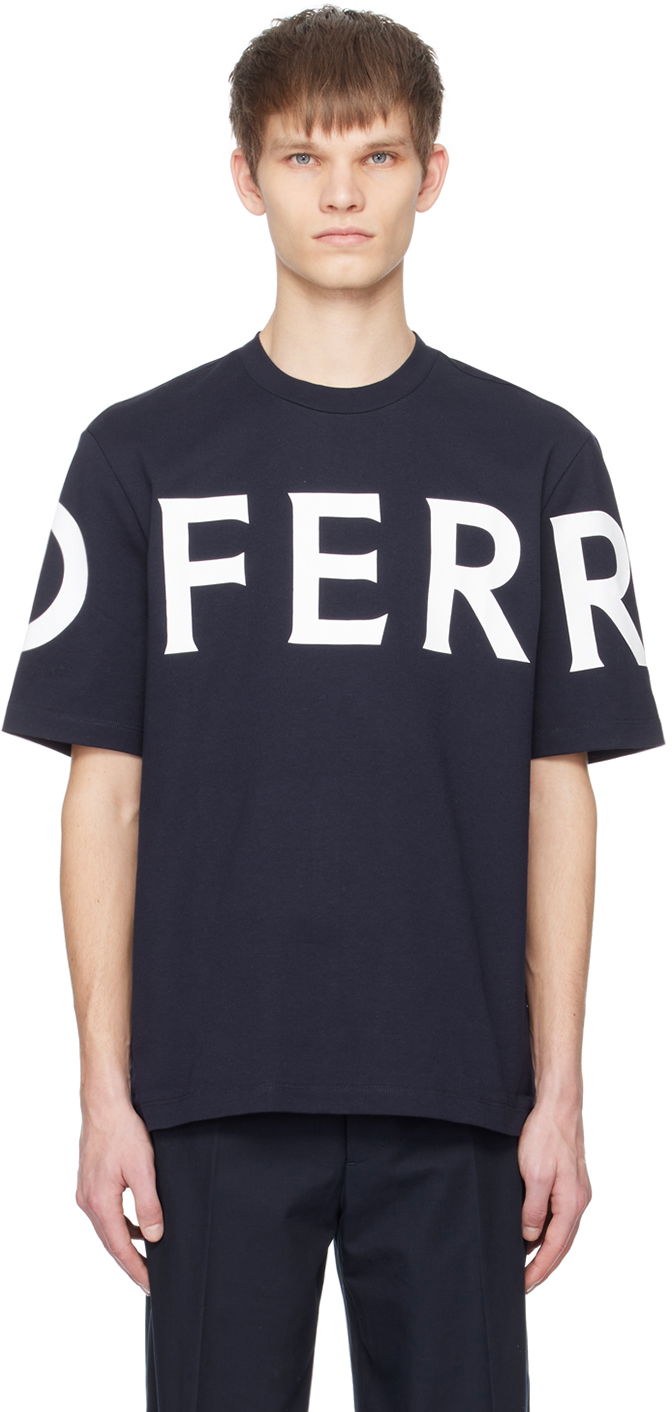 T-shirt FERRAGAMO Printed T-Shirt Mörkblå | 771855