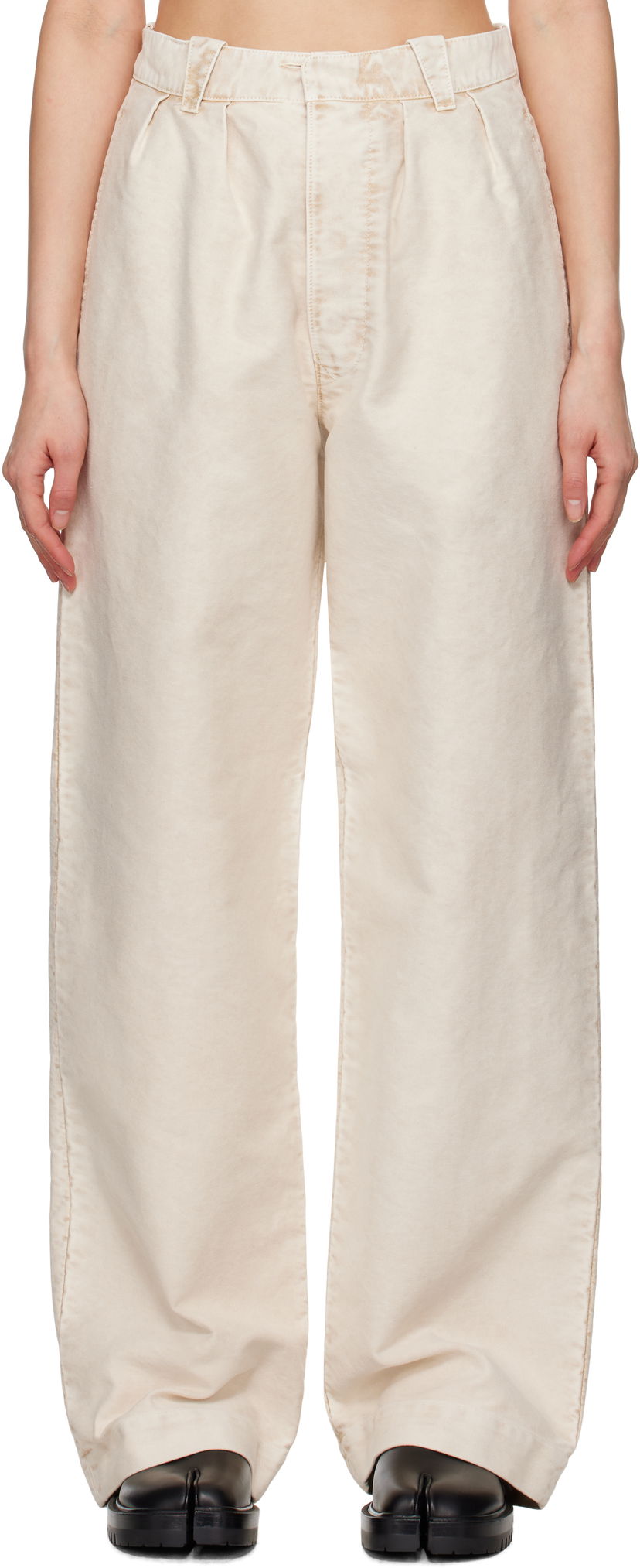 Byxor Maison Margiela Maison Margiela Wide-Leg Trousers Beige | S51KA0600 S76543