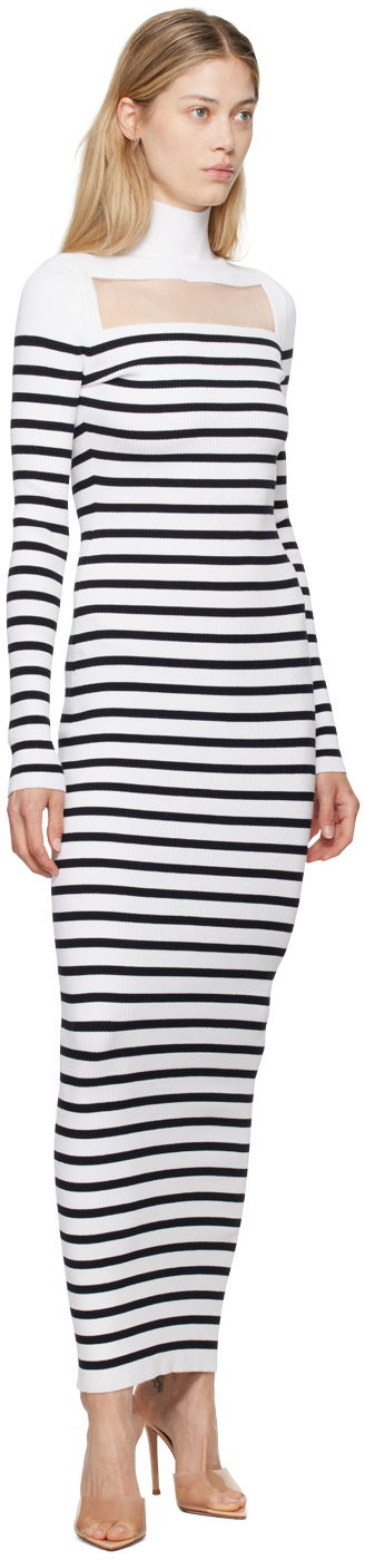 Klä Jean Paul Gaultier Jean Paul Gaultier 'The Knit Marinière' Striped Maxi Dress Vit | 24/30-F-RO243-M063-0159, 3