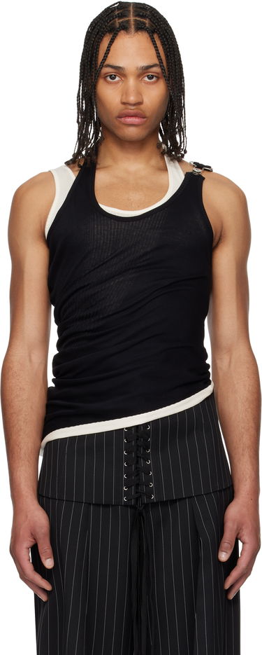 Linne Jean Paul Gaultier Jean Paul Gaultier 'The Red Draped Double' Tank Top Svart | 25/34-F-DB053-J092-0003, 0