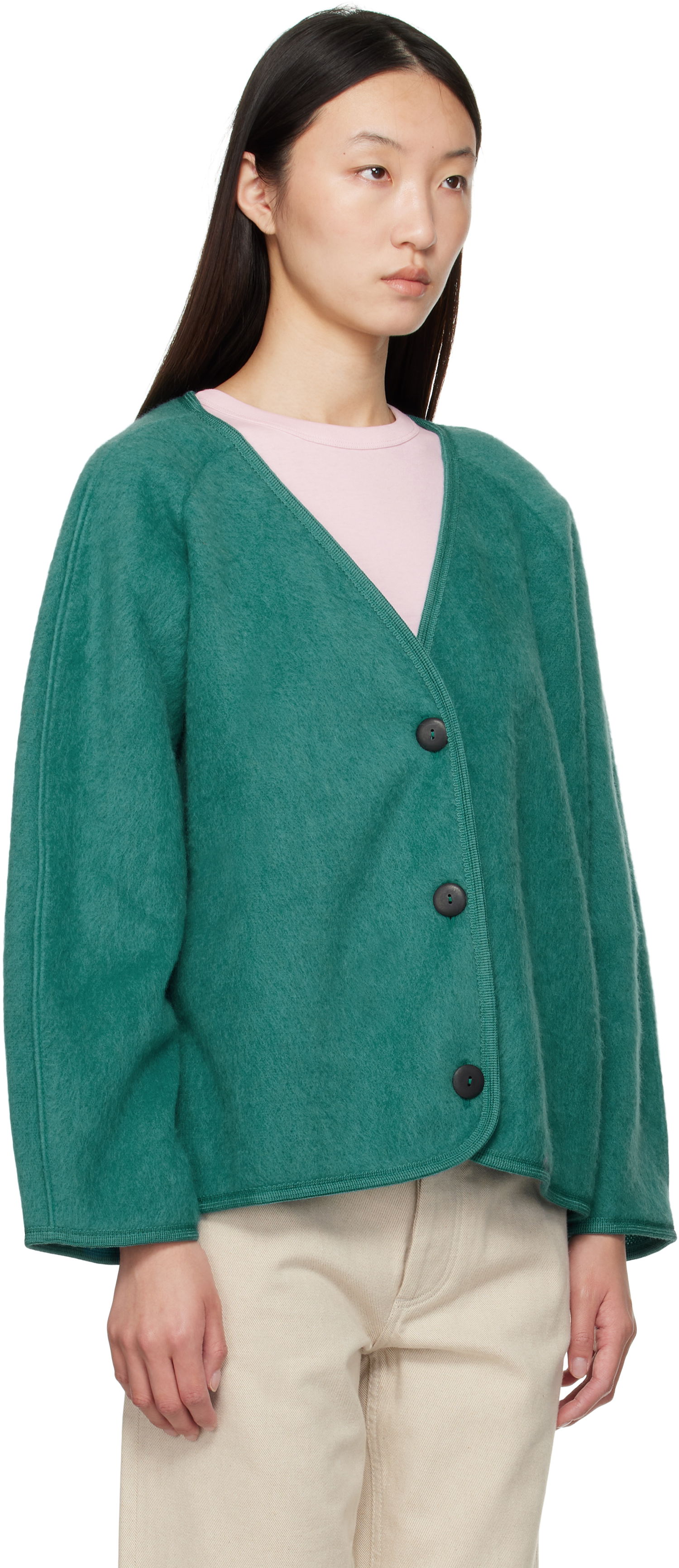Jacka Baserange Fortu V-Neck Button-Up Cardigan Jacket Grön | OUFJ-BW-AU25, 1