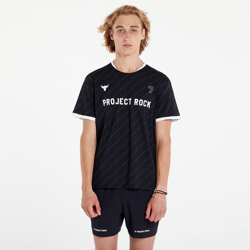 Jersey Under Armour Project Rock Rugby Shirt Black/ White Svart | 1387512-001