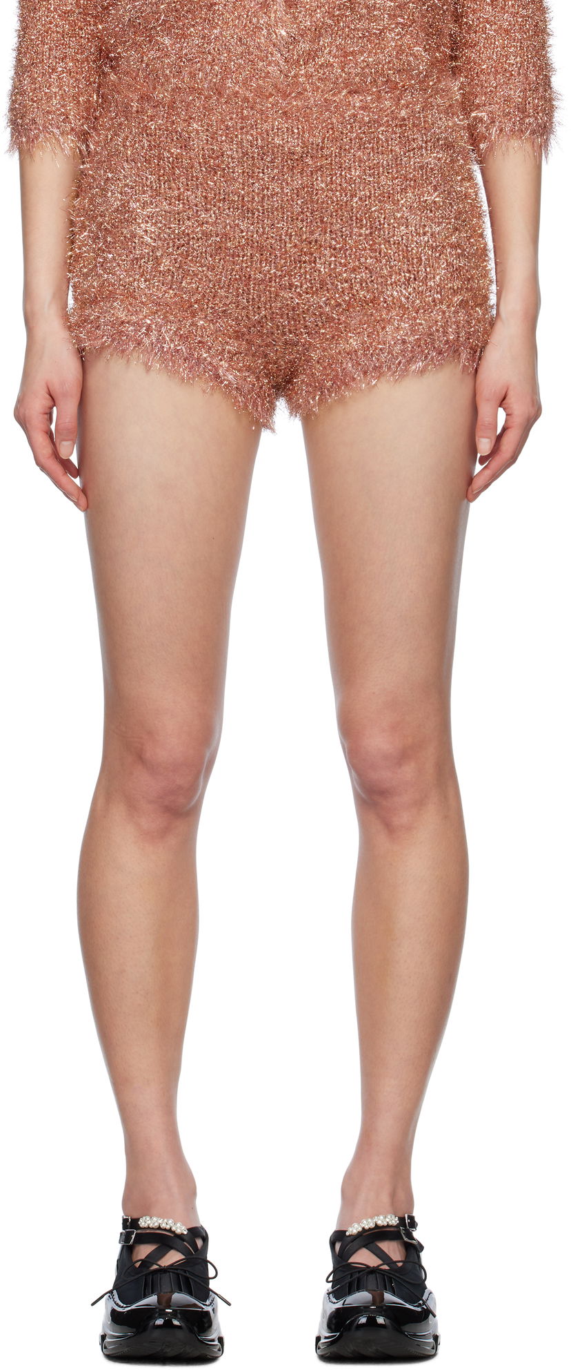 Shorts Simone Rocha Simone Rocha Tinsel Knit Shorts Rosa | PRMK3 0664