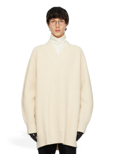 Sweater Jil Sander V-Neck Sweater Vit | J22GP0192_J14698