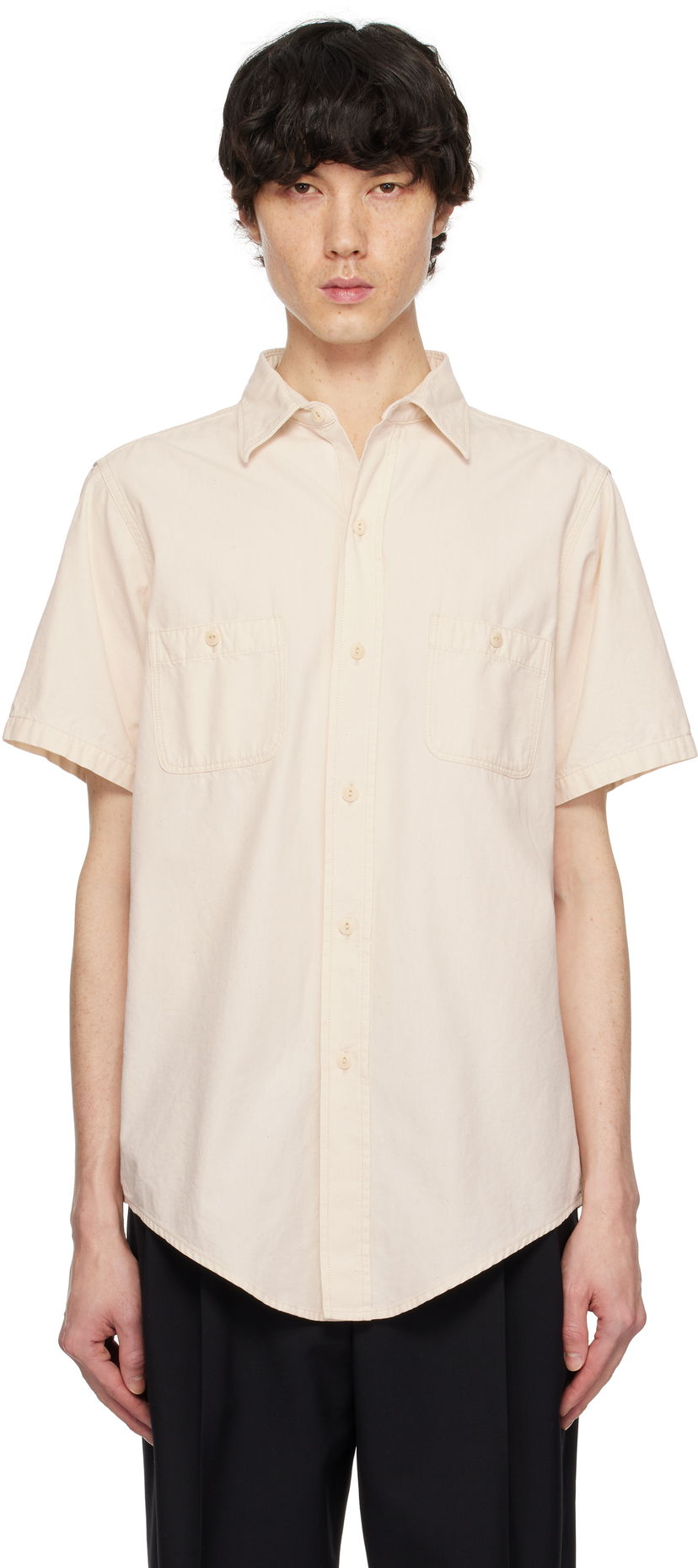 Skjorta Maison Margiela Maison Margiela Chambray Short Sleeve Shirt Beige | S50DR0010 M30022