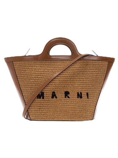 Tygpåse Marni Medium Logo Woven Tote Bag Brun | BMMP0068Q0 P3860 00M50