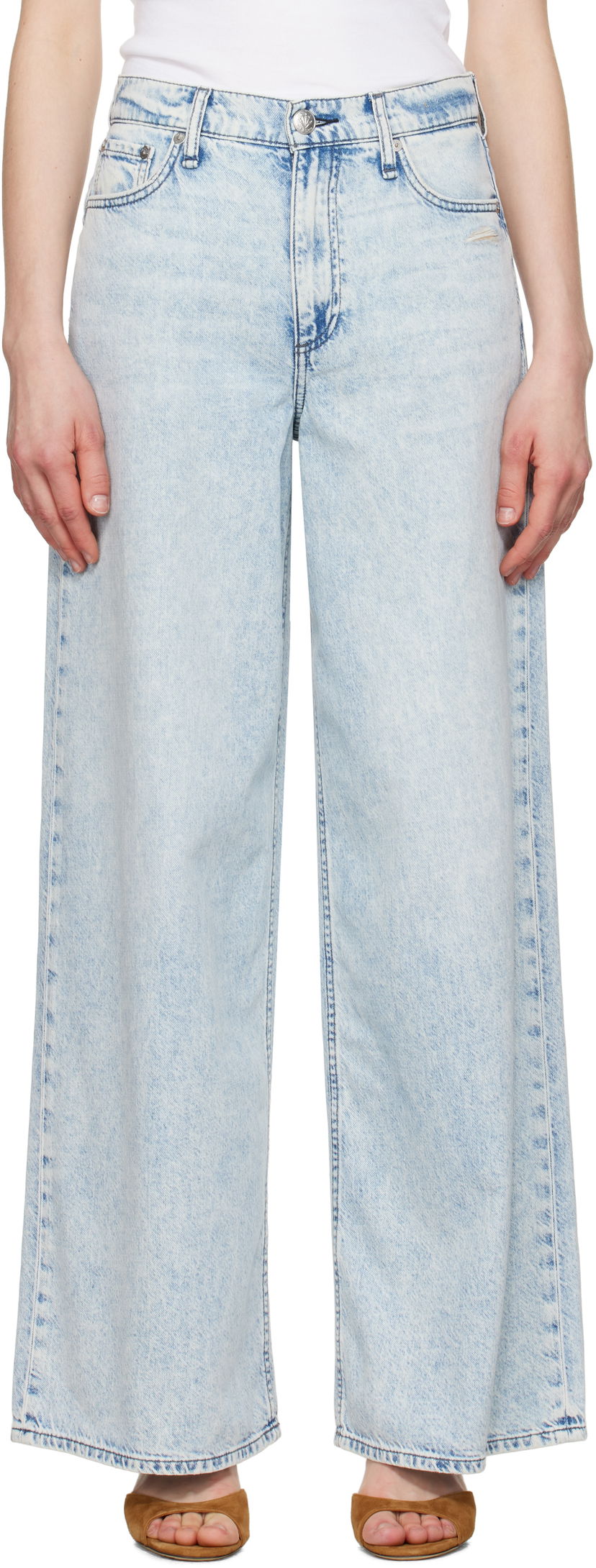 Jeans rag & bone Rag & Bone Featherweight Sofie Wide-Leg Jeans Blå | WDD25S2952FWBE