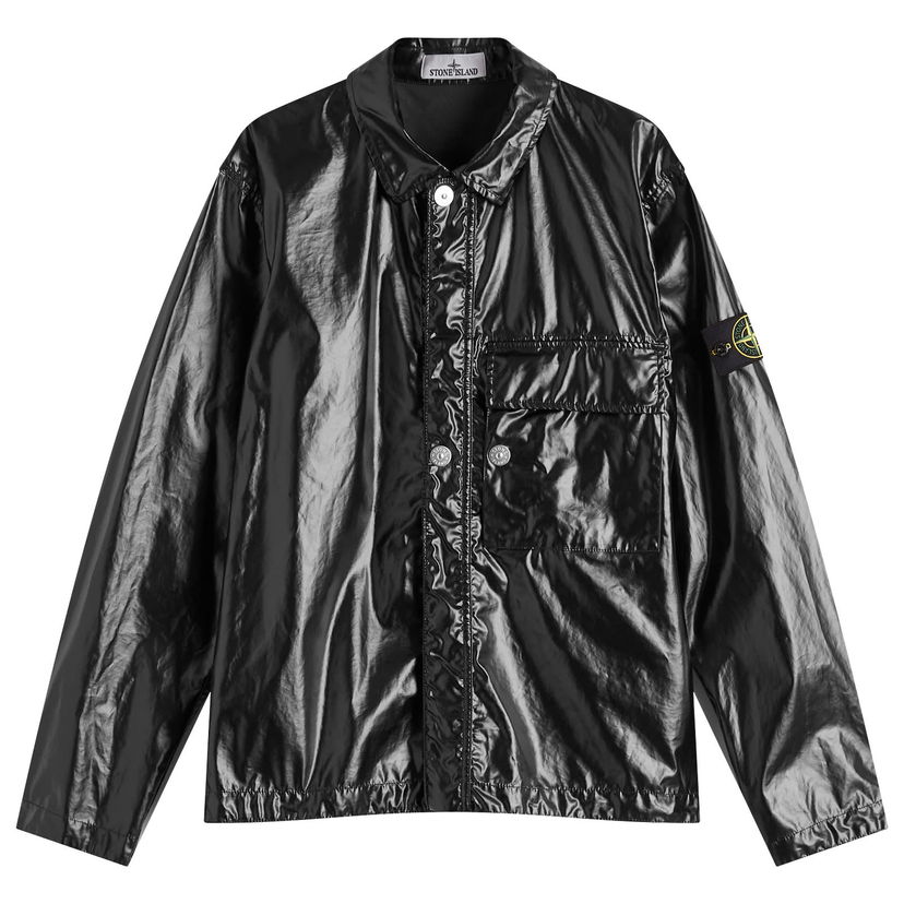 Vindjacka Stone Island Mussola Gommata-TC Shirt Jacket, Size Large Svart | K1S151200001-V0029