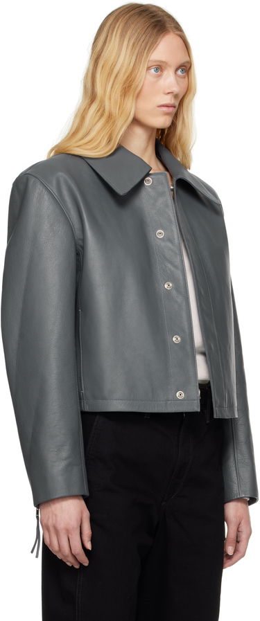 Jacka LEMAIRE Lemaire Boxy Cropped Leather Jacket Grå | OW1133 LL0099, 1