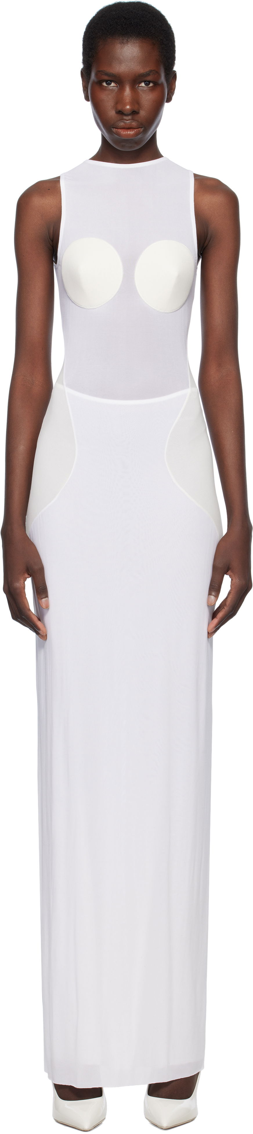 Klä Jean Paul Gaultier Jean Paul Gaultier 'The Conical' Maxi Dress Vit | 25/34-F-RO372-J082-1103, 0