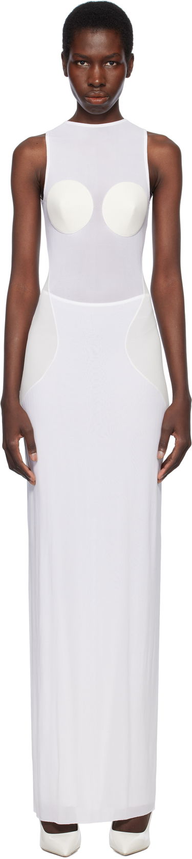 Klä Jean Paul Gaultier Jean Paul Gaultier 'The Conical' Maxi Dress Vit | 25/34-F-RO372-J082-1103, 0