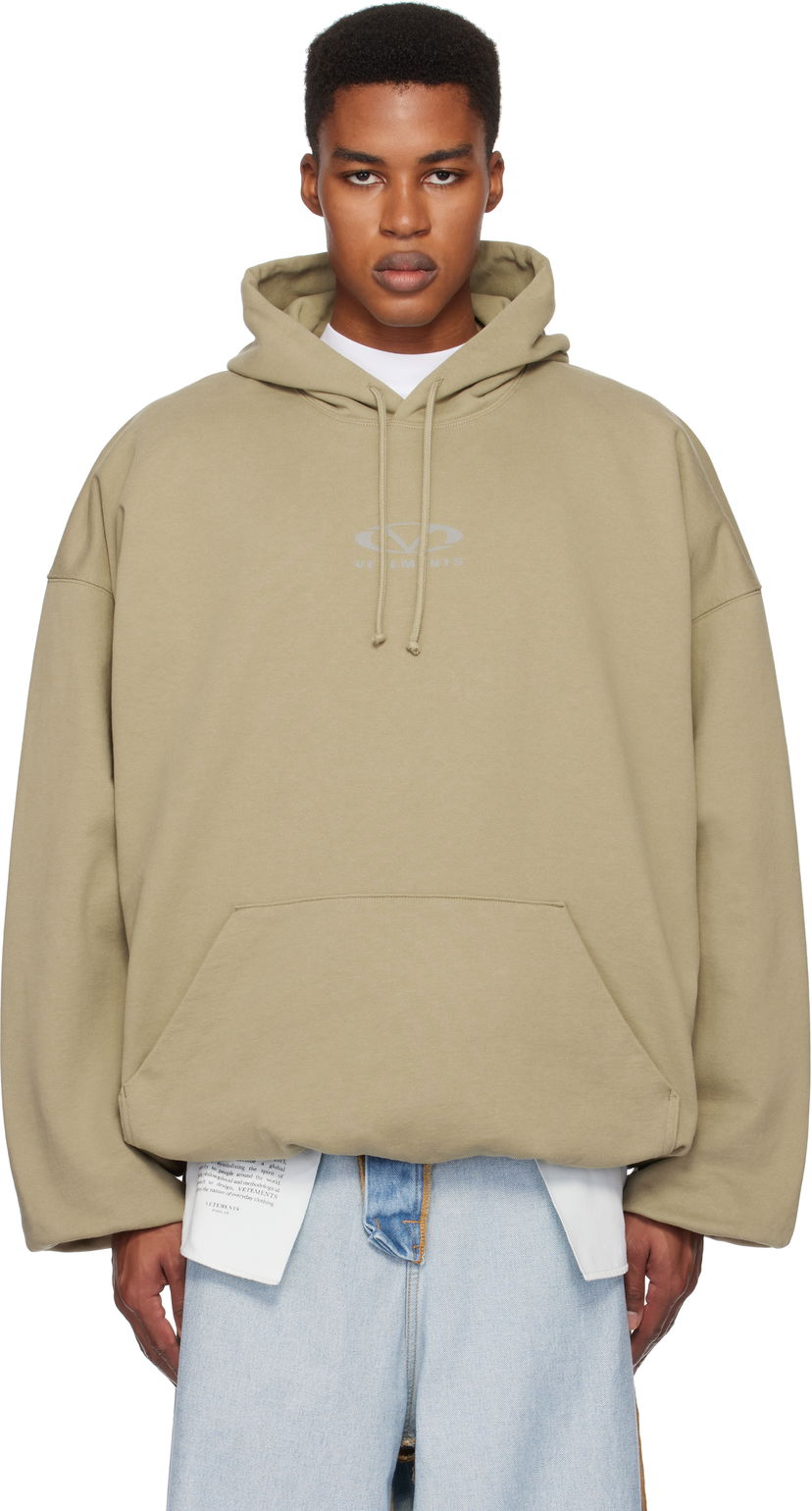 Sweatshirt VETEMENTS Oval Logo Cropped Boxy Hoodie Grön | UA66HD600T