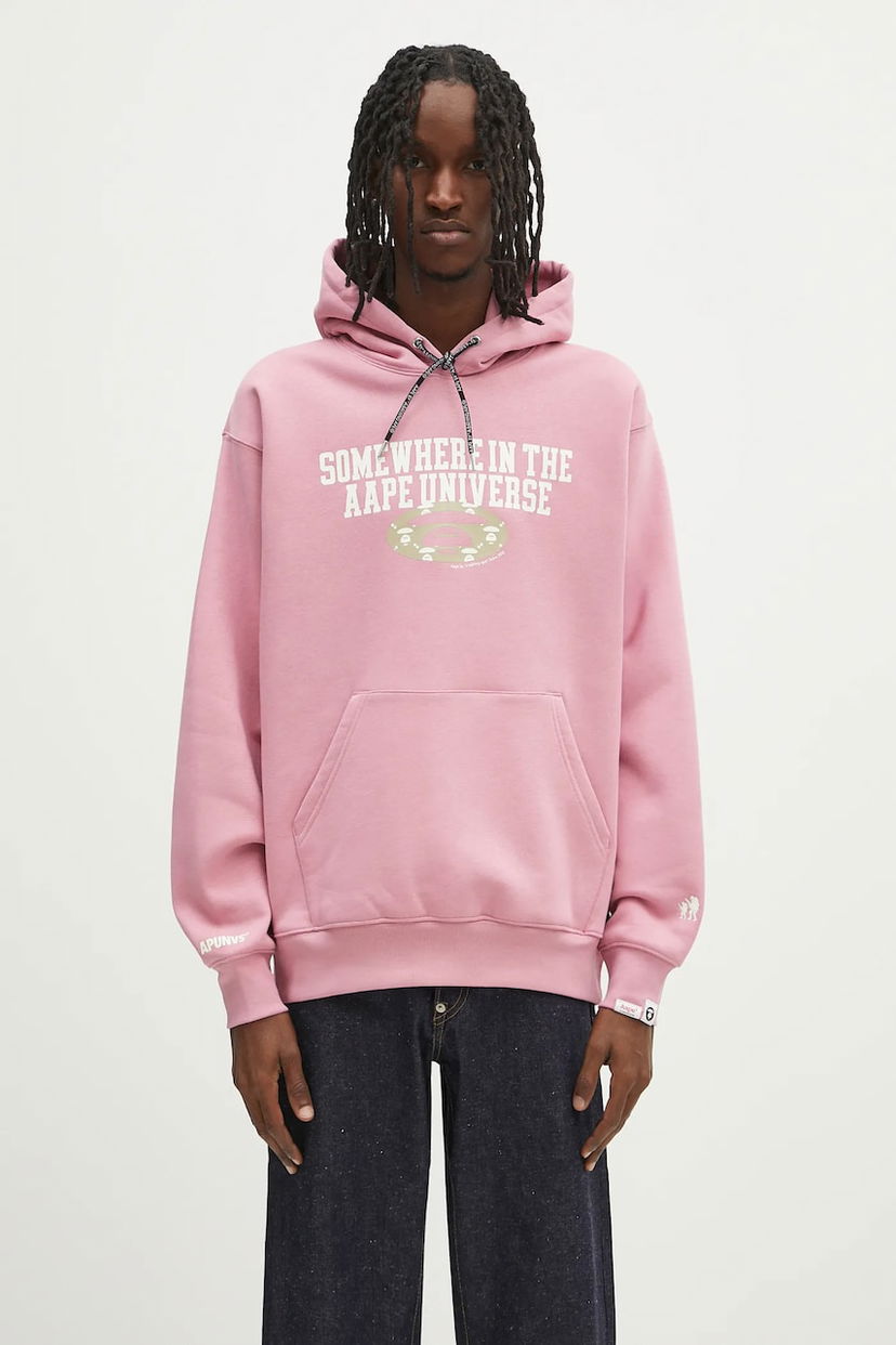 Sweatshirt AAPE by A Bathing Ape AAPE Basic Logo Print Hoodie Rosa | AAPSWMB342XXN