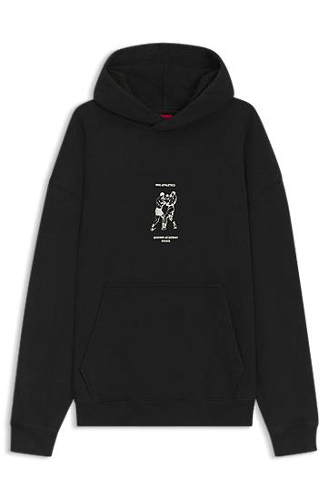 Sweatshirt BOSS Terry Hoodie with Boxing Artwork Svart | 50542399