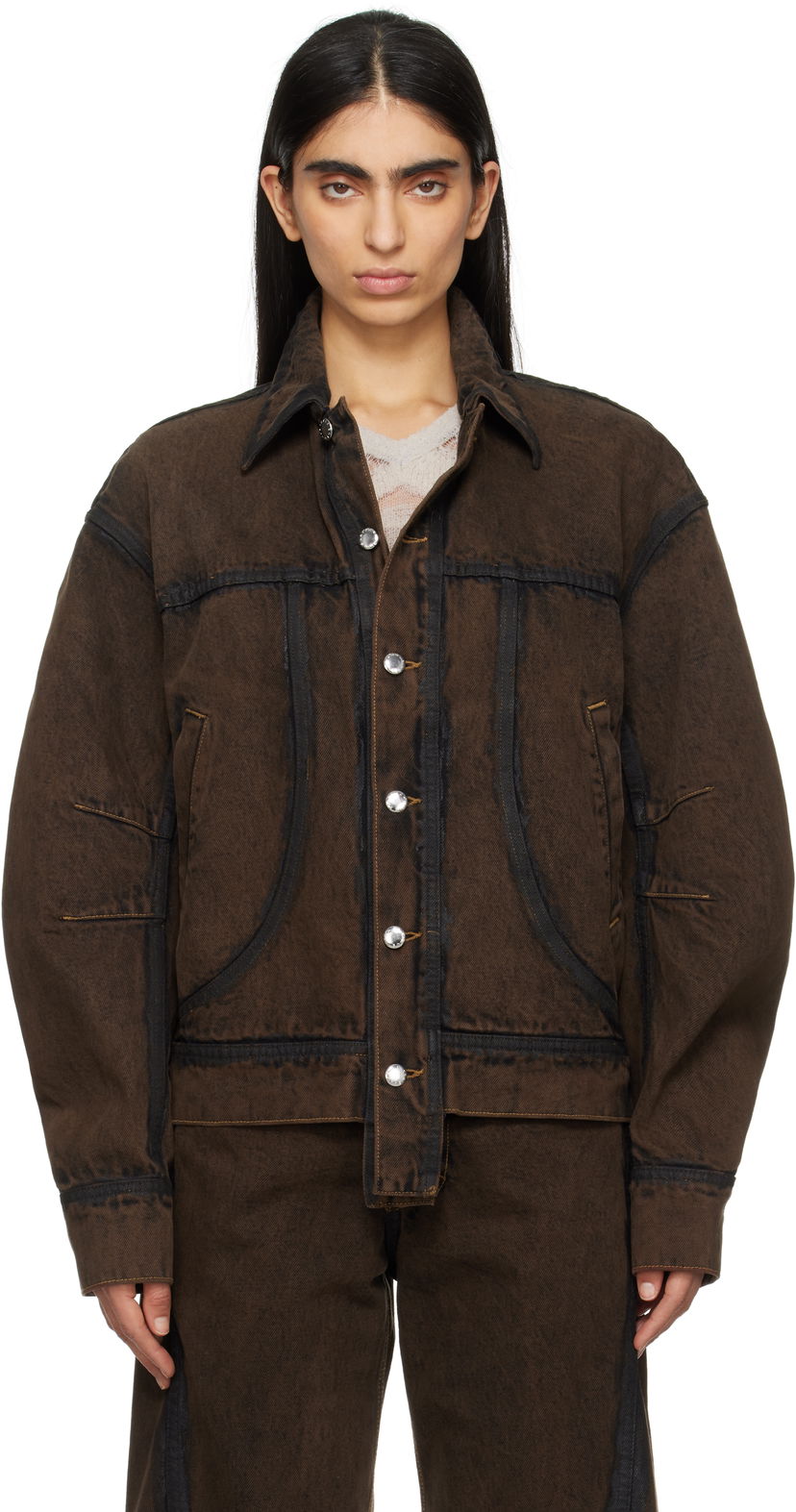 Jacka Eckhaus Latta Eckhaus Latta EL Redux Denim Jacket Brun | 1224-EL-PS25-O -