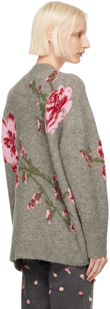 Sweater Blumarine Floral Embroidered Cardigan Grå | A422M489A, 2