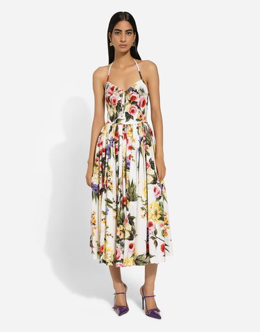 Klä Dolce & Gabbana Dolce & Gabbana Garden Print Cotton Midi Dress Vit | F6HABTHS5Q1HA4YB, 1