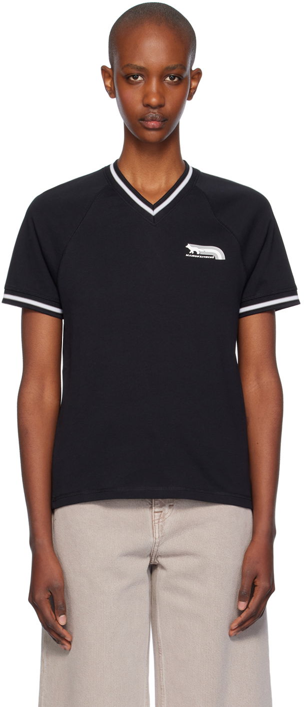 T-shirt MAISON KITSUNÉ Fox Raglan T-shirt Svart | NW00112KJ0119