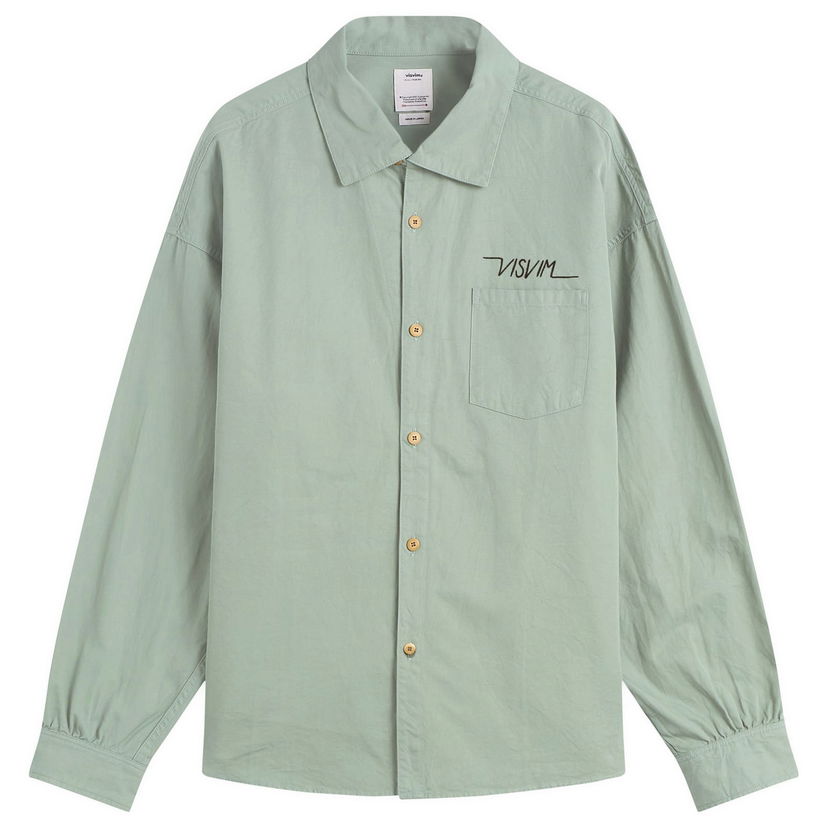 Skjorta visvim Long-Sleeve Collared Button-Up Shirt Palmer Grön | 0125205011010