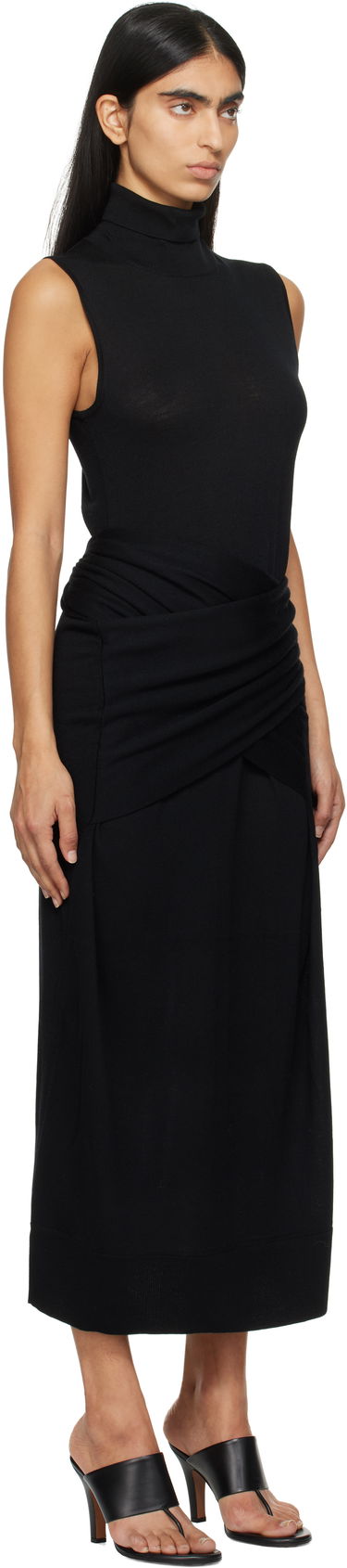 Klä TOTEME TOTEME Draped Knit Midi Dress Svart | 244-WRD0150-YA0087, 1