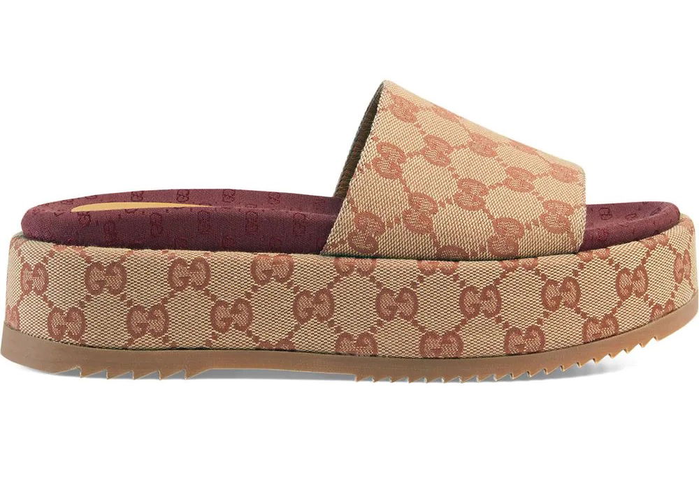 Sneakers och skor Gucci GG Supreme Platform Sandal "Dark Red" W Beige | 573018KQW008366, 0