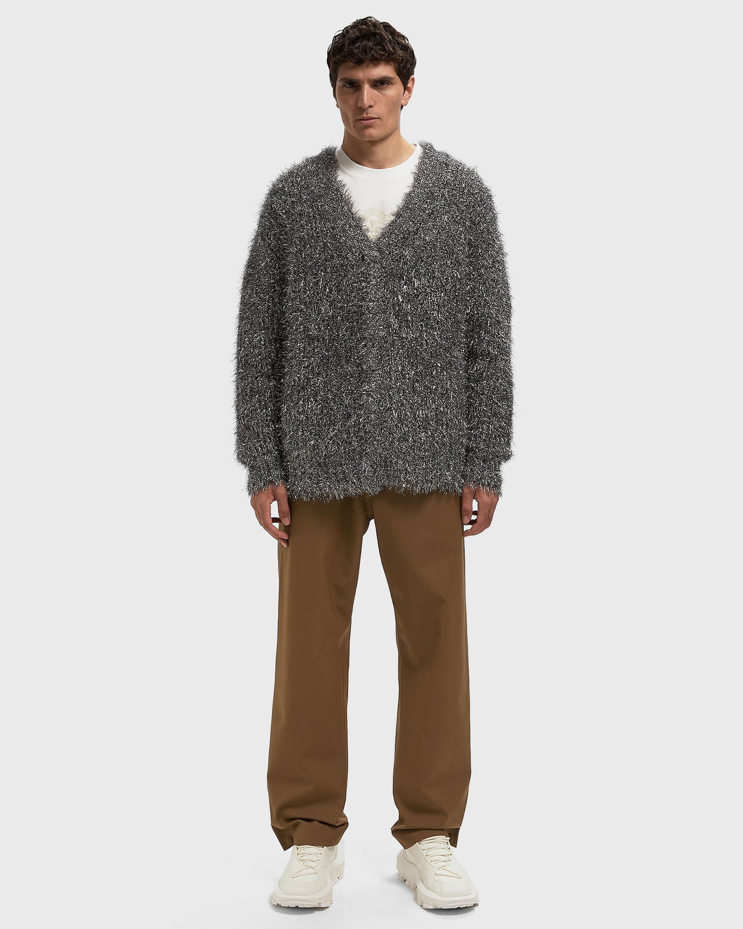 Sweater Lacoste Shaggy Crewneck Sweater Metallisk | AH3738-69X, 1