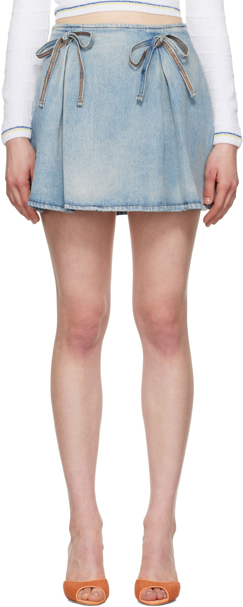Kjol MSGM MSGM Bow Accent Denim Miniskirt Blå | 3841MDD231L 257275
