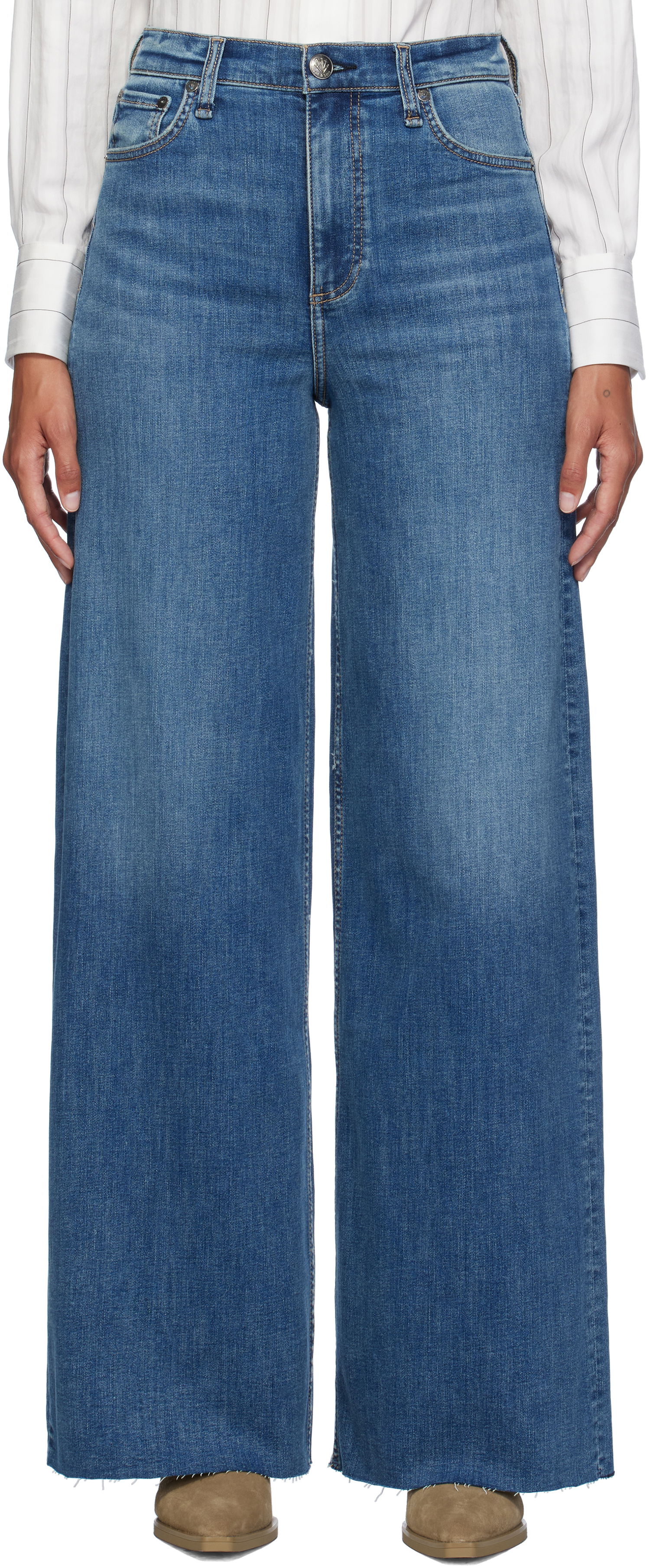Jeans rag & bone Rag & Bone Flexi Sofie Wide-Leg Jeans Blå | WDD24F2952FUWI, 0