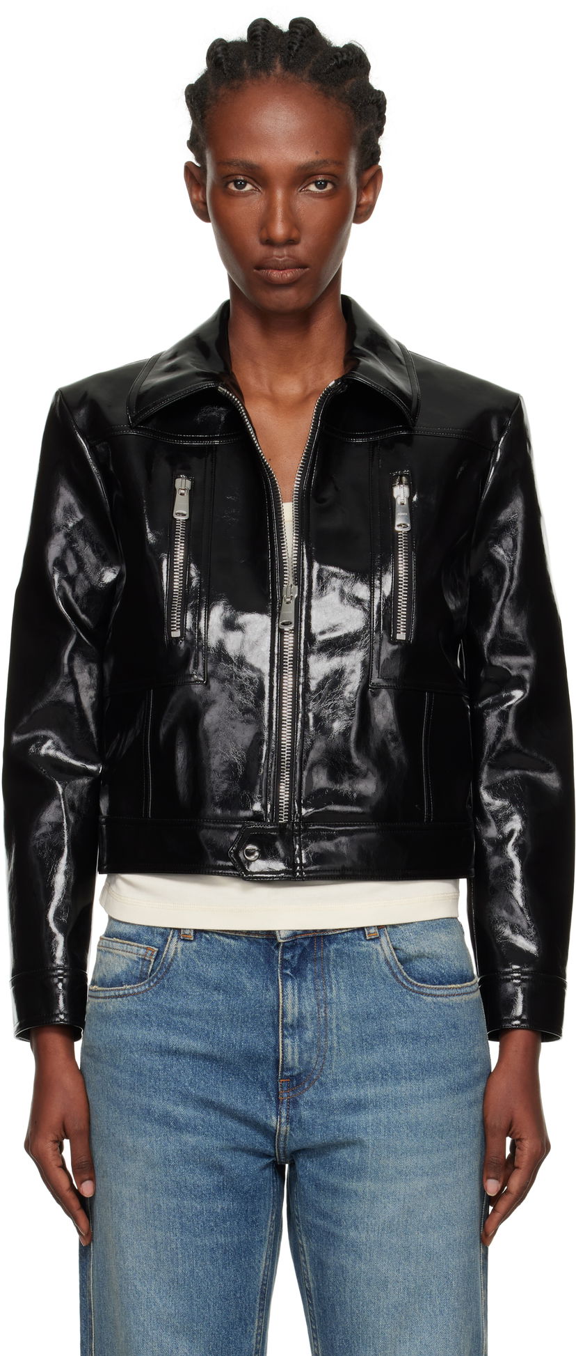 Jacka Coperni Coperni Cactus Faux-Leather Jacket Svart | COPBL34F6054