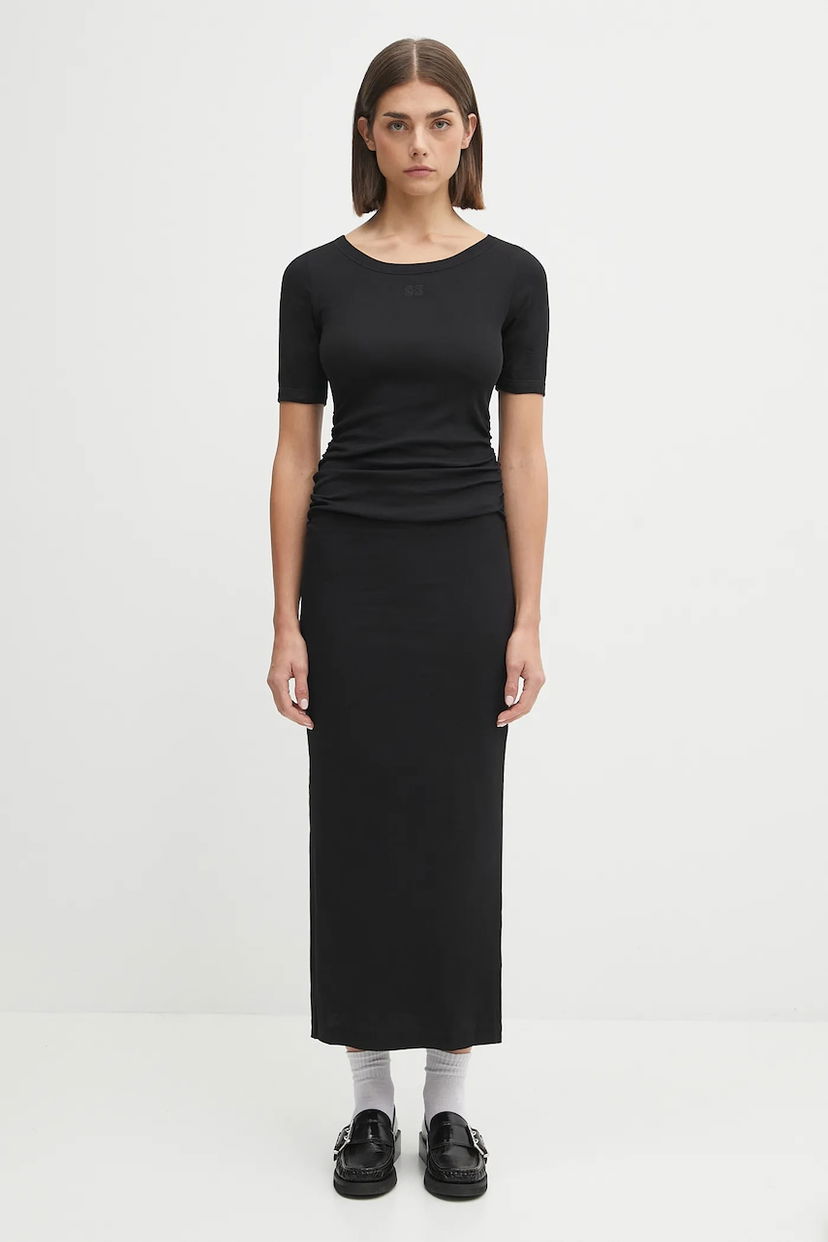 Klä GANNI GANNI Soft Cotton Rib Maxi Dress Svart | T4146
