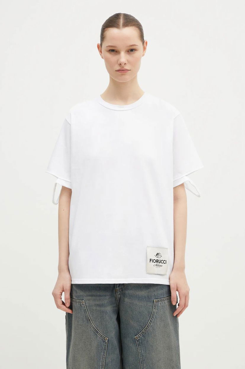 T-shirt Fiorucci Distressed Tie-Sleeve Graphic T-Shirt Vit | M01FMTSH101CJ01WH06