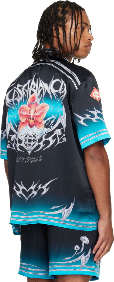 Skjorta Casablanca Casablanca Blades Orchid Mushroom Gradient Short Sleeve Silk Satin Shirt Flerfärgad | M-AW25-SH-003-03, 2