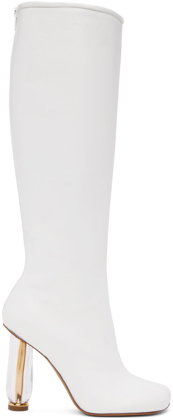 Sneakers och skor Dries Van Noten Dries Van Noten Cylindrical Heel Knee-High Boots Vit | WS231-682-112