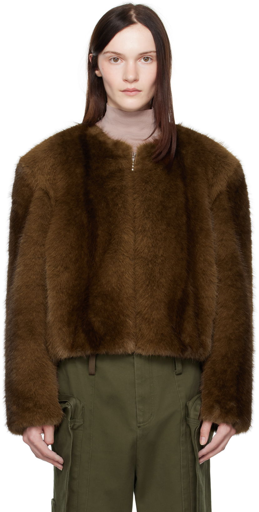 Jacka STAND STUDIO Faux-Fur Jacket Brun | 66411-9019