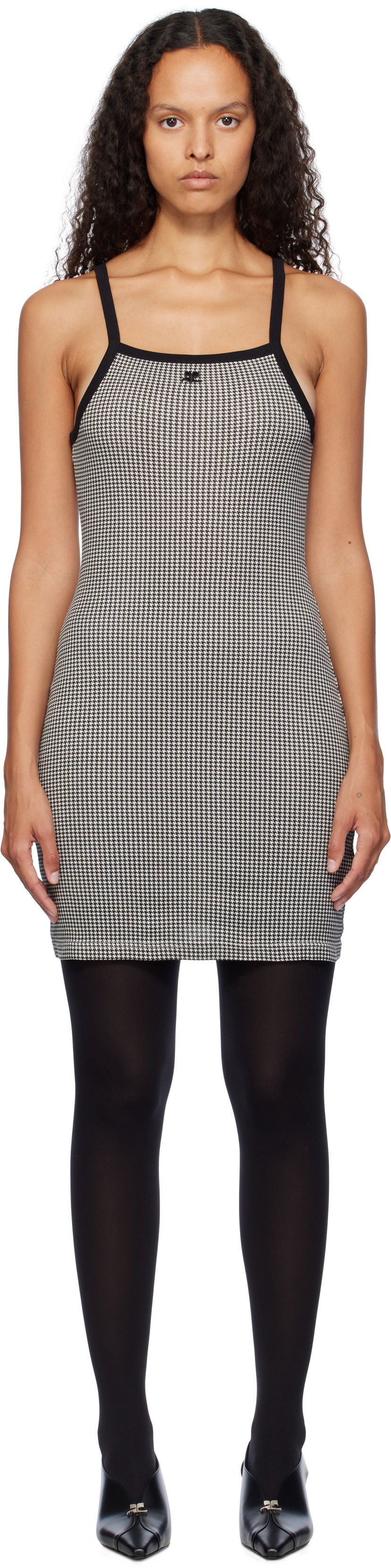 Klä Courrèges Courrèges Houndstooth Mini Dress Svart | 324JRO458JS0167