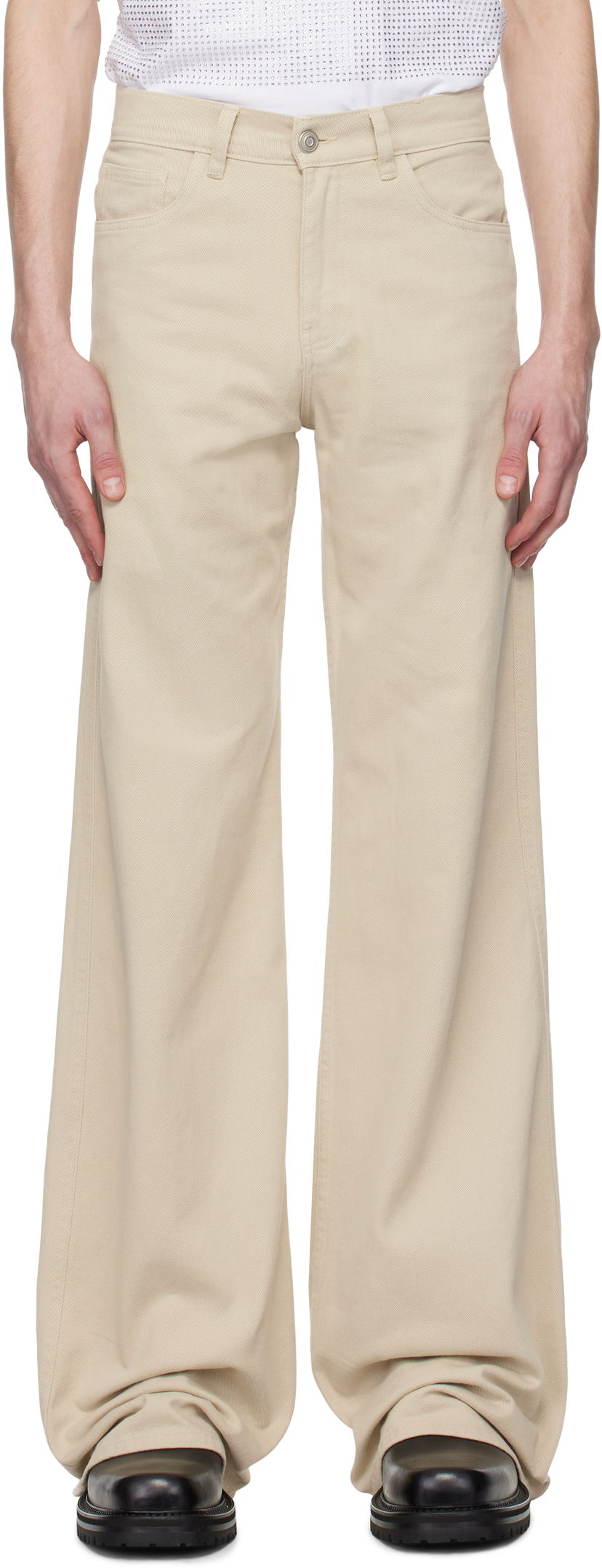 Byxor Coperni Coperni Wide Leg Jeans Beige | COPP95F2021MEN
