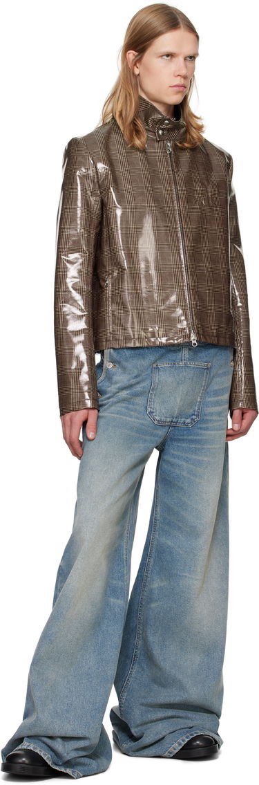 Jacka Courrèges Courrèges Prince Of Wales Vinyl Biker Jacket Brun | 324CBL195VY0023, 3