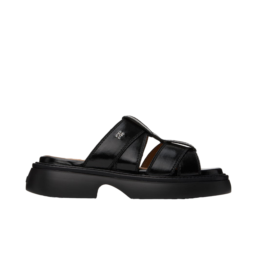 Sneakers och skor GANNI Mule Leather Sandals Svart | S2623