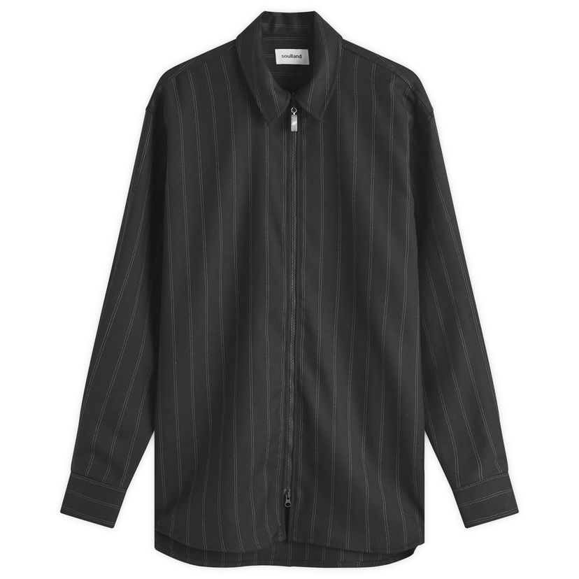 Jacka Soulland Zip Shirt Jacket With Pattern Svart | 42029-1325-BLK