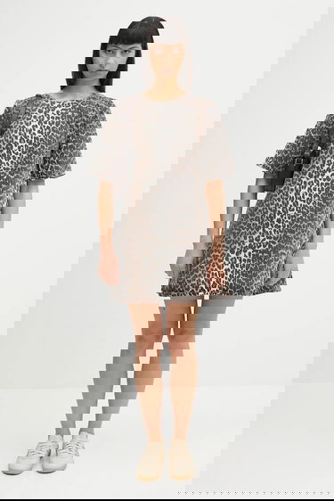 Klä GANNI GANNI Print Denim Open Back Mini Dress Flerfärgad | J1677, 4