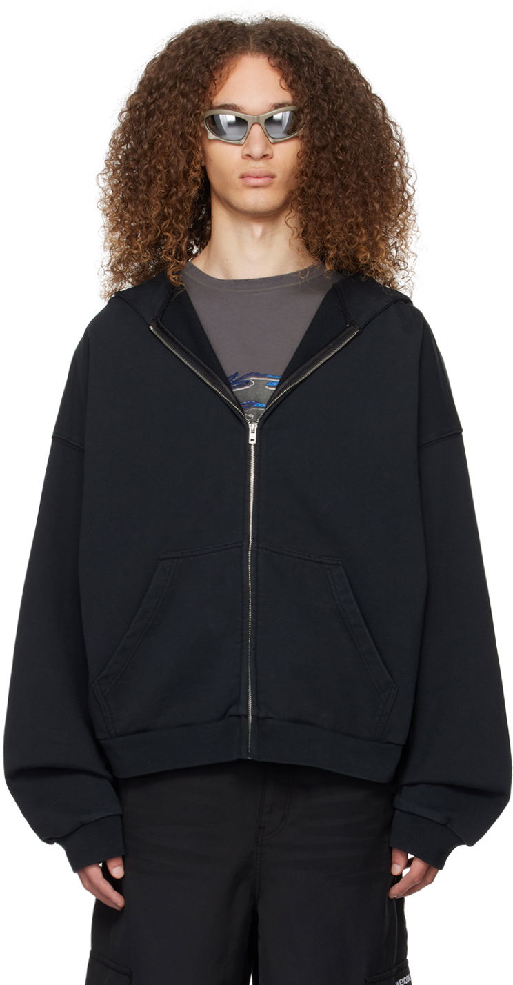 Sweatshirt We11done We11done Oversized Zip-Up Hoodie Svart | WD-TJ0-24-813-U-BK