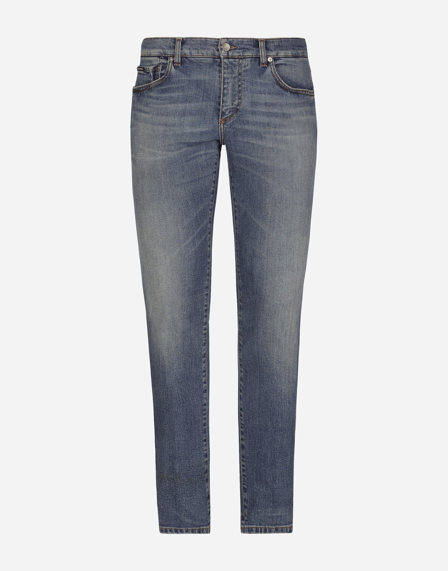 Jeans Dolce & Gabbana Washed Skinny Stretch Jeans With Whiskering Blå | GY07LDG8JV6S9001, 0