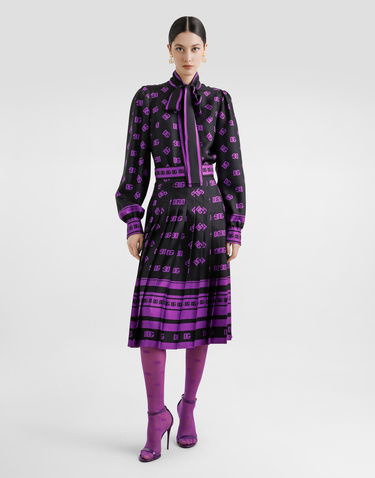 Kjol Dolce & Gabbana Dolce & Gabbana DG Logo Print Long Pleated Skirt Svart | F4C2GTHI1Z7HN9BP, 3
