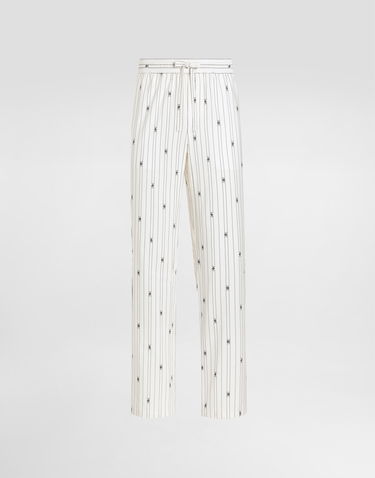 Byxor Dolce & Gabbana Dolce & Gabbana Logo Striped Drawstring Trousers Vit | GVRMATHJMQRS8350, 0