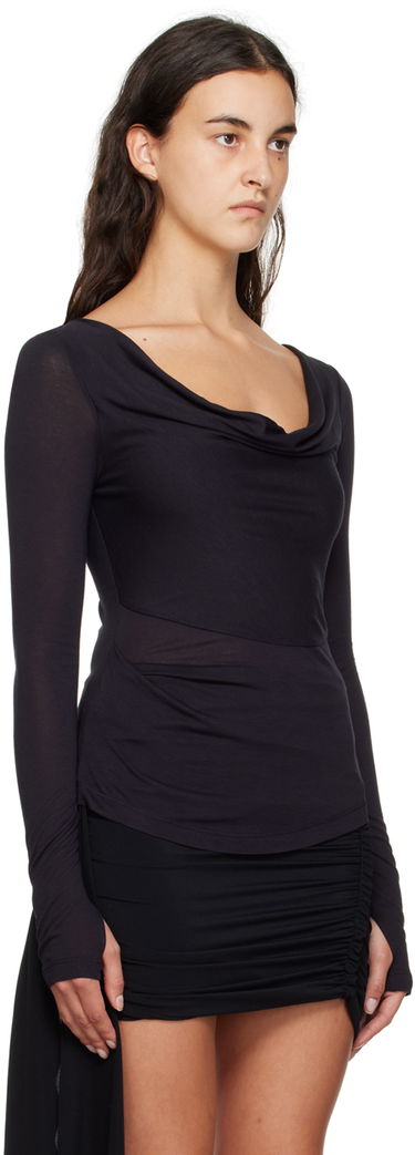 T-shirt Helmut Lang Helmut Lang Cowl Neck Long Sleeve T-Shirt Svart | N06HW522, 1